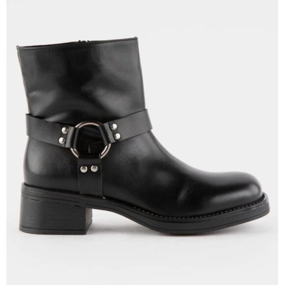 Steve Madden Adena Harness Moto Boots Black Leather Women’s Size 7 - Picture 1 of 12